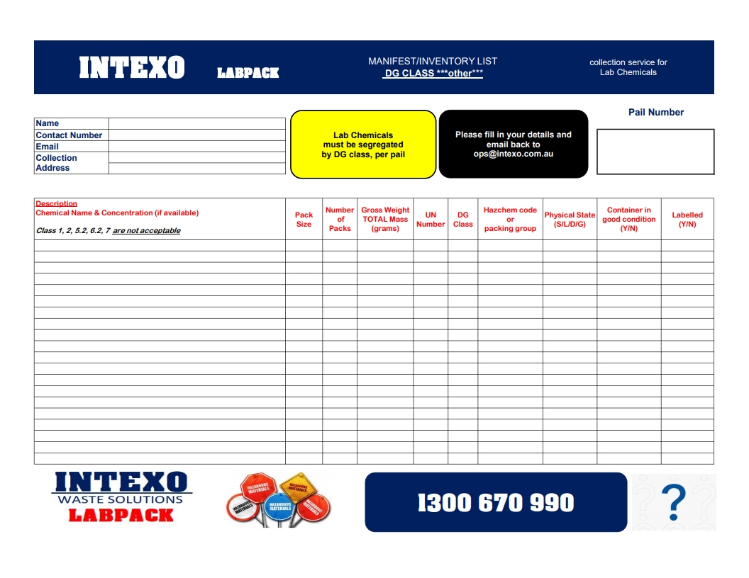 Click here to Download Manifest Class Other/ Subrisk